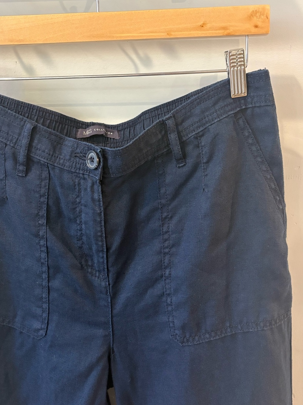 M&S Collection Navy Linen Pants - Picture 2 of 6